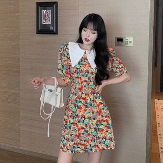 [Sẵn, có ảnh thật] Váy hoa cổ trắng hải quân Quảng Châu