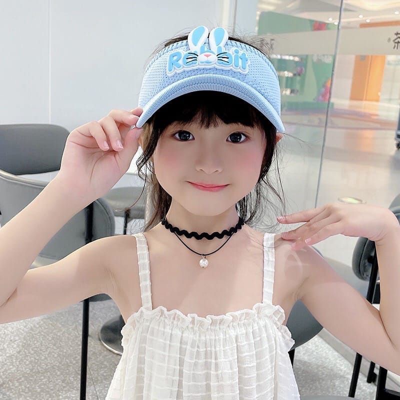 Mũ Hở Chóp-Mũ Nửa Đầu Chống Tia Cực Tím Chống Nắng Hình Thỏ Dễ Thương Cho Bé Gái