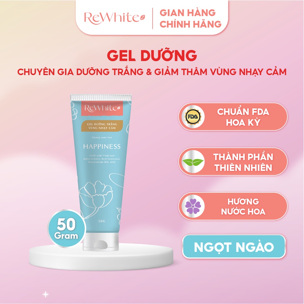 Bộ sản phẩm Gel dưỡng trắng vùng nhạy cảm REWHITEZ Define Rose Gabriella Happiness Tuýp Giúp Kháng Khuẩn Cấp Ẩm Tuýp 50g