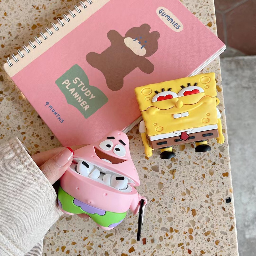 Vỏ Bảo Vệ Hộp Sạc Tai Nghe Airpods 1 / 2 / Pro Hình Spongebob Xinh Xắn | BigBuy360 - bigbuy360.vn