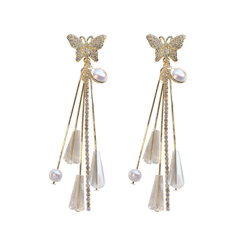 Bông tai mặt hình bướm đính đá lấp lánh thời trang dành cho nữ