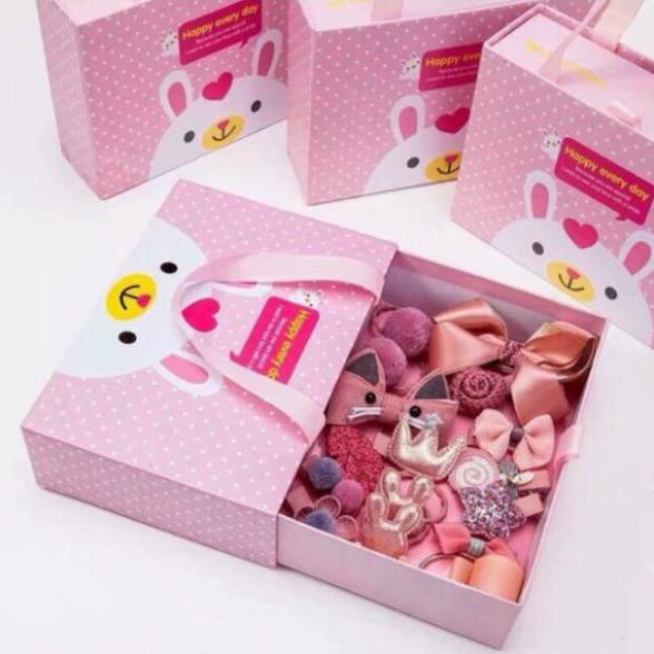 Hộp nơ  18 kẹp tóc cho bé 18 chi tiết