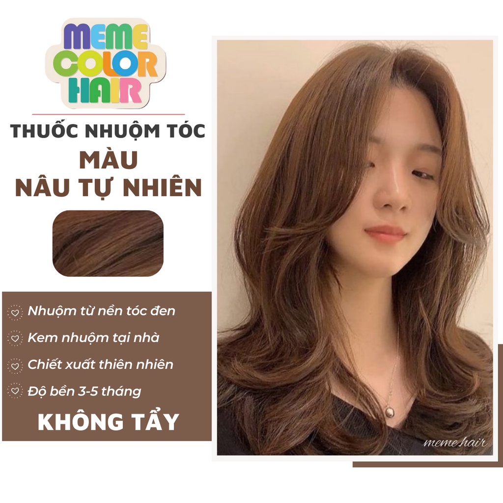 Thuốc nhuộm tóc màu nâu tự nhiên , tặng kèm oxy trợ dưỡng và bao tay