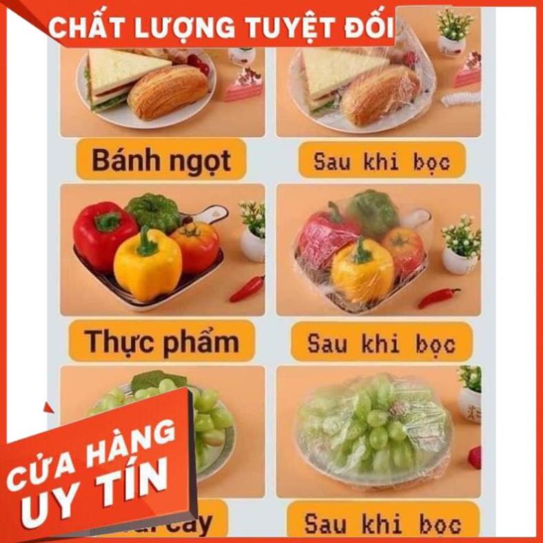 Hot -  Sét 100 Màng Bọc Thực Phẩm PE Có Chun Bo Tái Sử Dụng Được Nhiều Lần HCM.