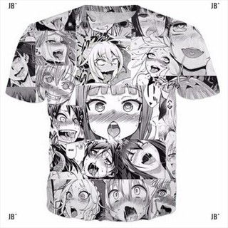Áo thun tay ngắn in họa tiết Ahegao 3D dễ thương