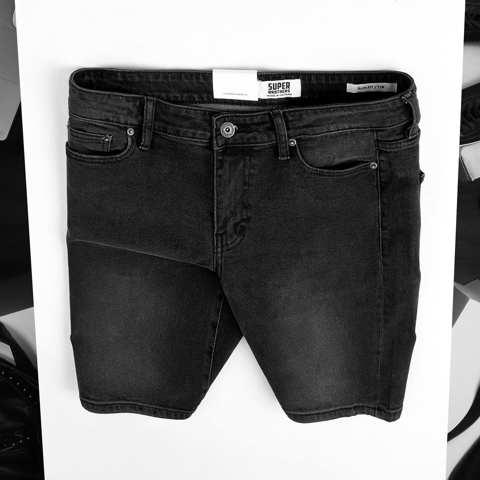 quần jean nam ngắn trơn cơ bản hai mày xám đen vải co giãn cao cấp giá rẻ cạnh tranh