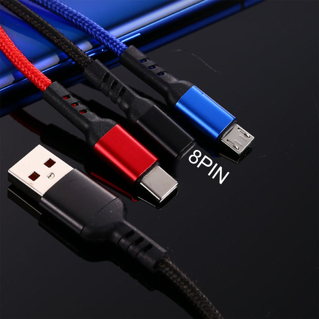 Dây Cáp Sạc Nhanh Usb Loại C 3 Trong 1 Tiện Dụng Cho Iphone Samsung Xiaomi