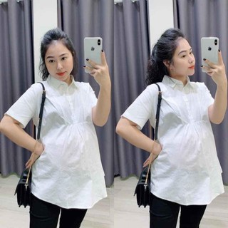 Áo bầu sơ mi trắng ngắn tay đẹp công sở