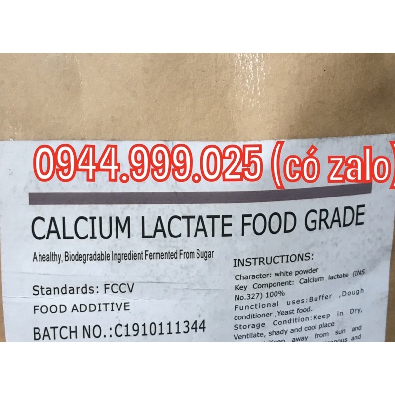 Calcium lactate food grade túi 100g cấp thực phẩm canxi lactate