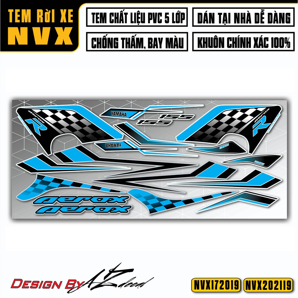 Tem Xe Aerox Dán NVX 2017 - 2021 Chọn Màu | NVX19 | Decal PVC Chống Nước, Bền Màu, Dễ Sử Dụng