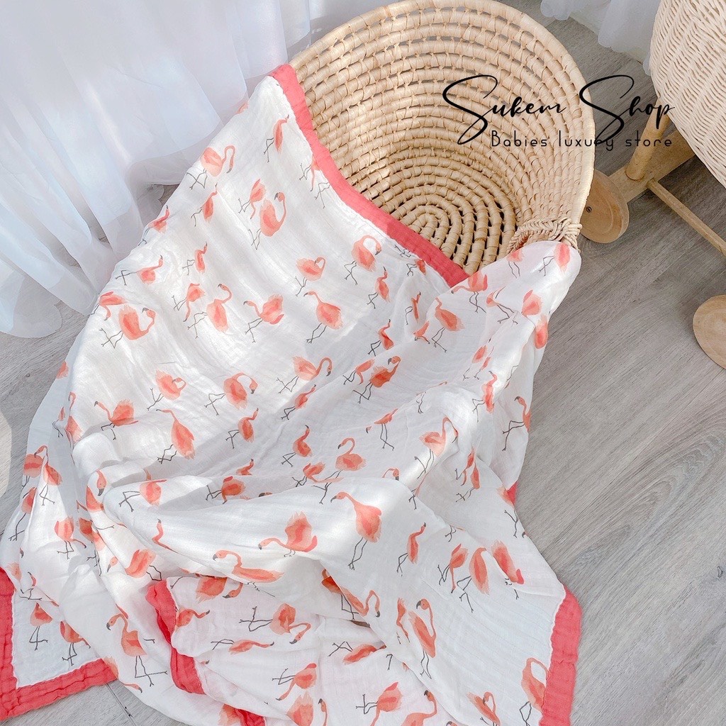 Chăn Manny Aden 4 lớp 110 x 130cm 70% sợi tre 30% cotton đa năng cho bé sơ sinh đắp, ủ, quấn ngủ, tắm