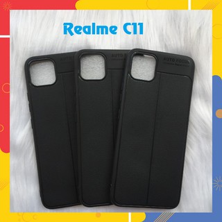 Ốp lưng Realme C11 Silicon giả da Auto Focus đen