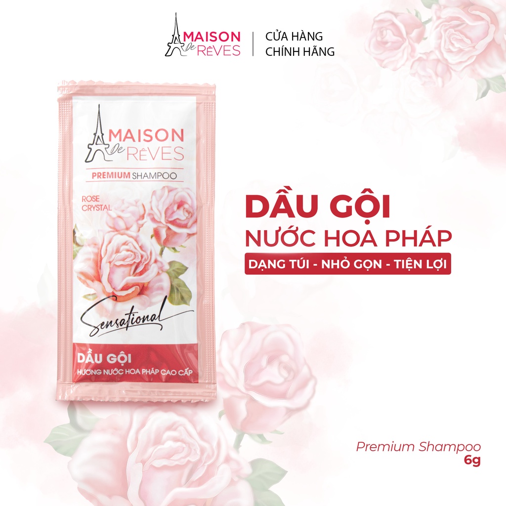 Gội hương nước hoa Pháp cao cấp Maison De Rêves hoa Hồng pha lê, suôn mượt, ngừa gãy rụng 6g