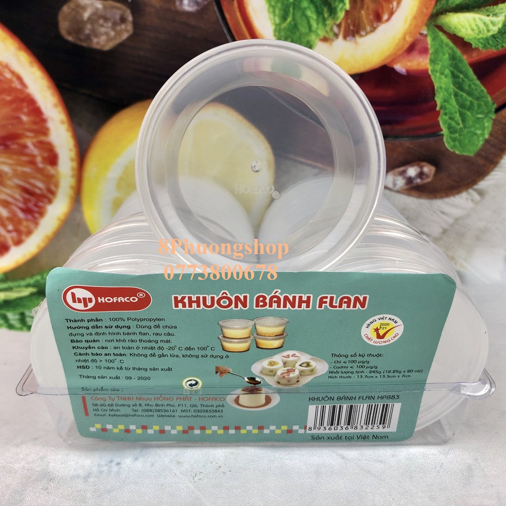 KHUÔN BÁNH FLAN TRUYỀN THỐNG, PUDDING, THẠCH RAU CÂU HPB83 - KHUÔN CÓ NẮP ĐẬY 20 CÁI/ LỐC