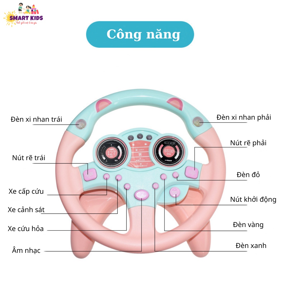 Đồ Chơi Vô Lăng Xe Hơi Cho Bé Phát Âm Nhạc, Đồ Chơi giáo Dục Sớm Trẻ Em Smartkids