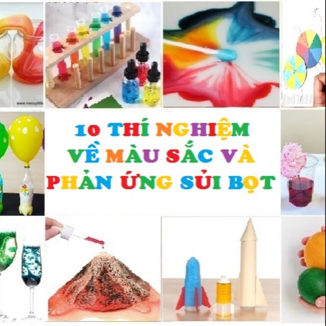 STEM TOYS KIT Bộ đồ chơi khoa học giáo dục- 10 thí nghiệm khoa học về màu sắc và phản ứng sủi bọt Đồ chơi cho bé