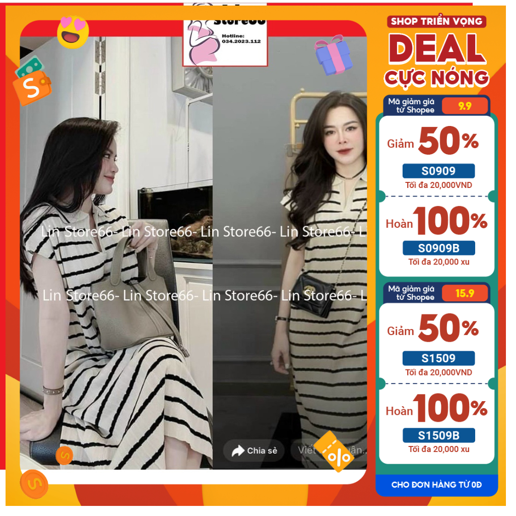 Váy Bầu Quảng Châu loại 1.Đầm Bầu Mongtoghi Dáng Suông, Cổ Sơ Mi Xinh Xắn A090 Lin Store66