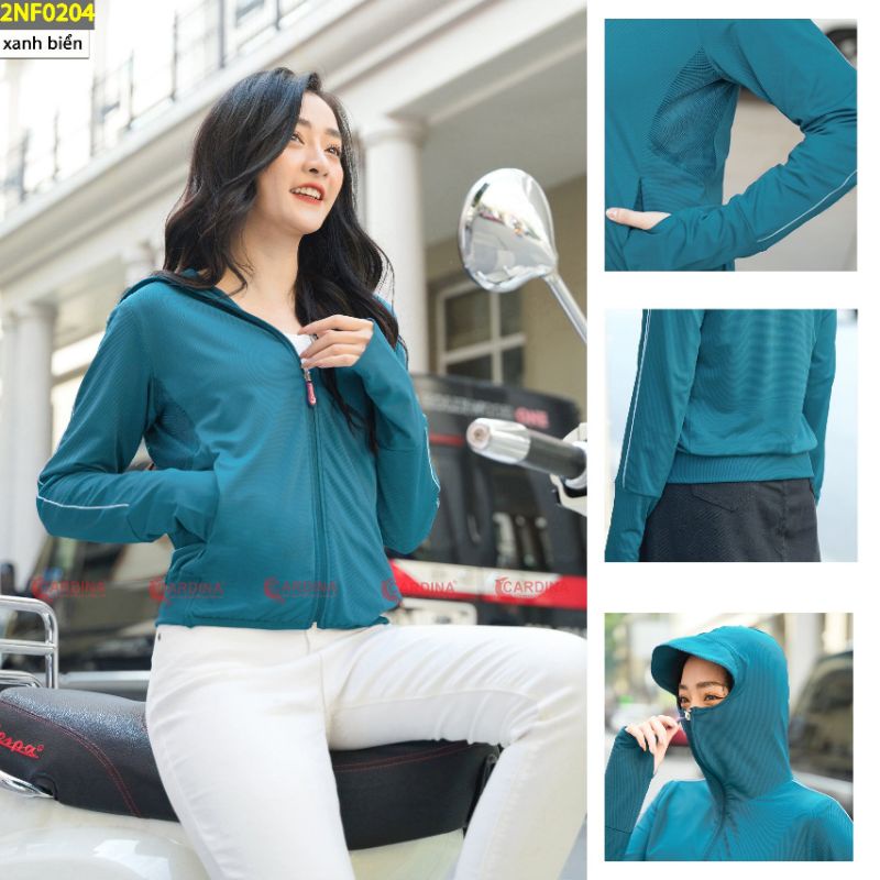 Áo Chống Nắng Nữ CARDINA 2 Lớp Bờ Gấu Co Viền Cao Cấp
