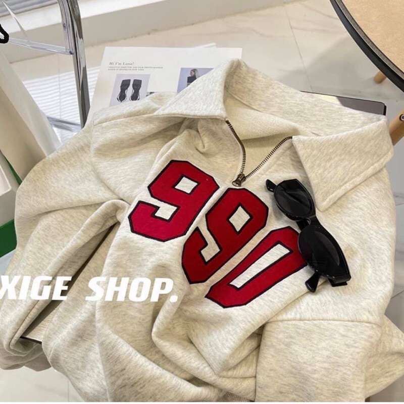 Áo Nỉ Cổ Khoá 1990 - Áo Nỉ Nữ Dáng Thụng Siêu Hot Trend | BigBuy360 - bigbuy360.vn