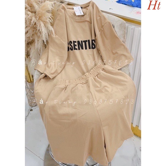 Bộ Quần Áo Ess ❤ Set Quần Đùi Ống Rộng Áo Thun Tay Lỡ Nam Nữ