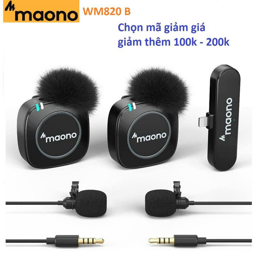 Micro MAONO WM820B Mic cài áo không dây cao cấp cho điện thoại iphone quay vlog, livetream, youtube, ticktock