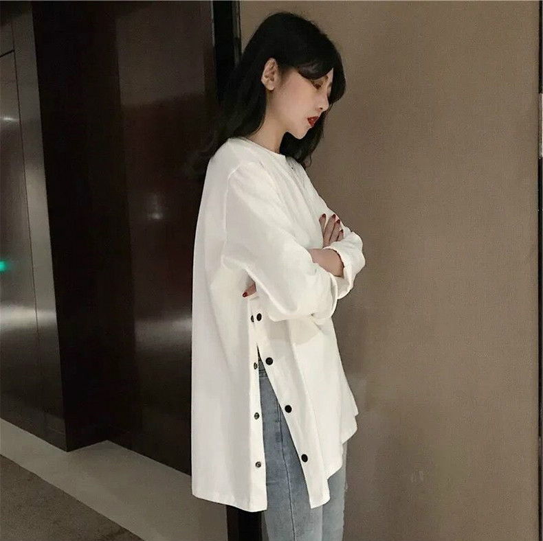 Áo Thun Tay Dài Cổ Tròn Dáng Rộng Thời Trang Mùa Thu Cho Nữ