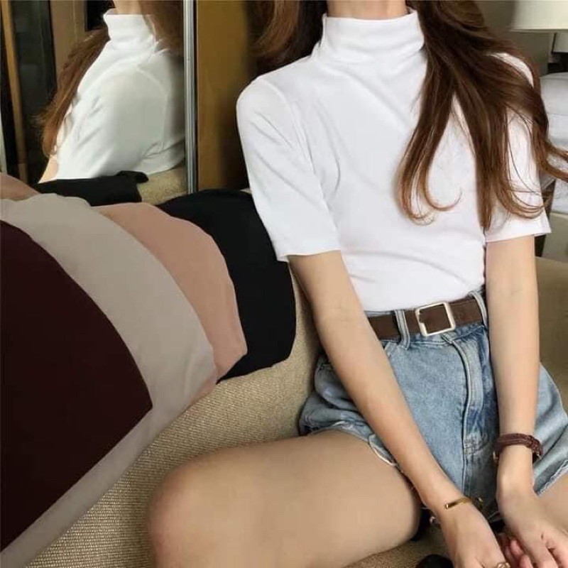 [Freeship đơn từ 0đ] ] Áo thun tay lỡ cổ lọ nữ hàng vnxk💥Áo len thun nữ dáng ôm cổ lọ siêu xinh💥{free ship} | BigBuy360 - bigbuy360.vn