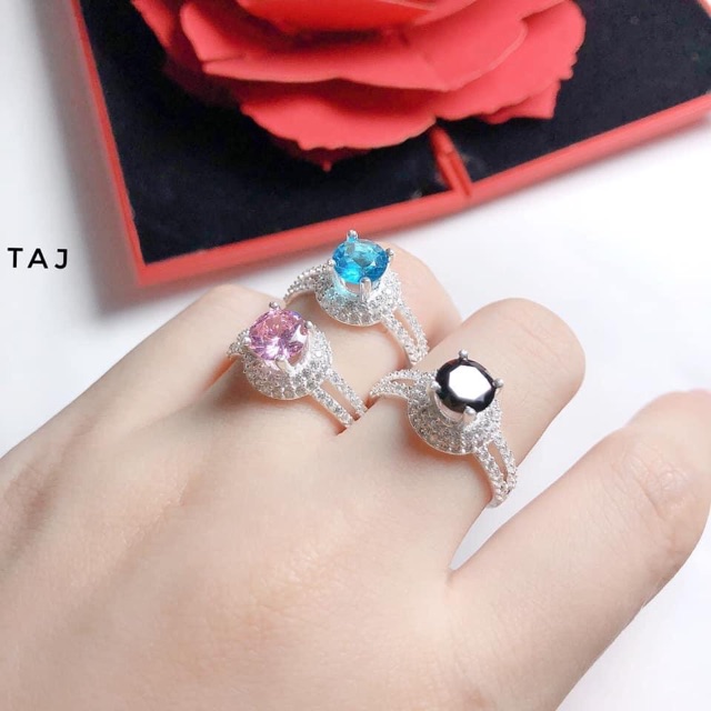 NHẪN BẠC NỮ MẶT ĐÁ NHIỀU MÀU CAO CẤP