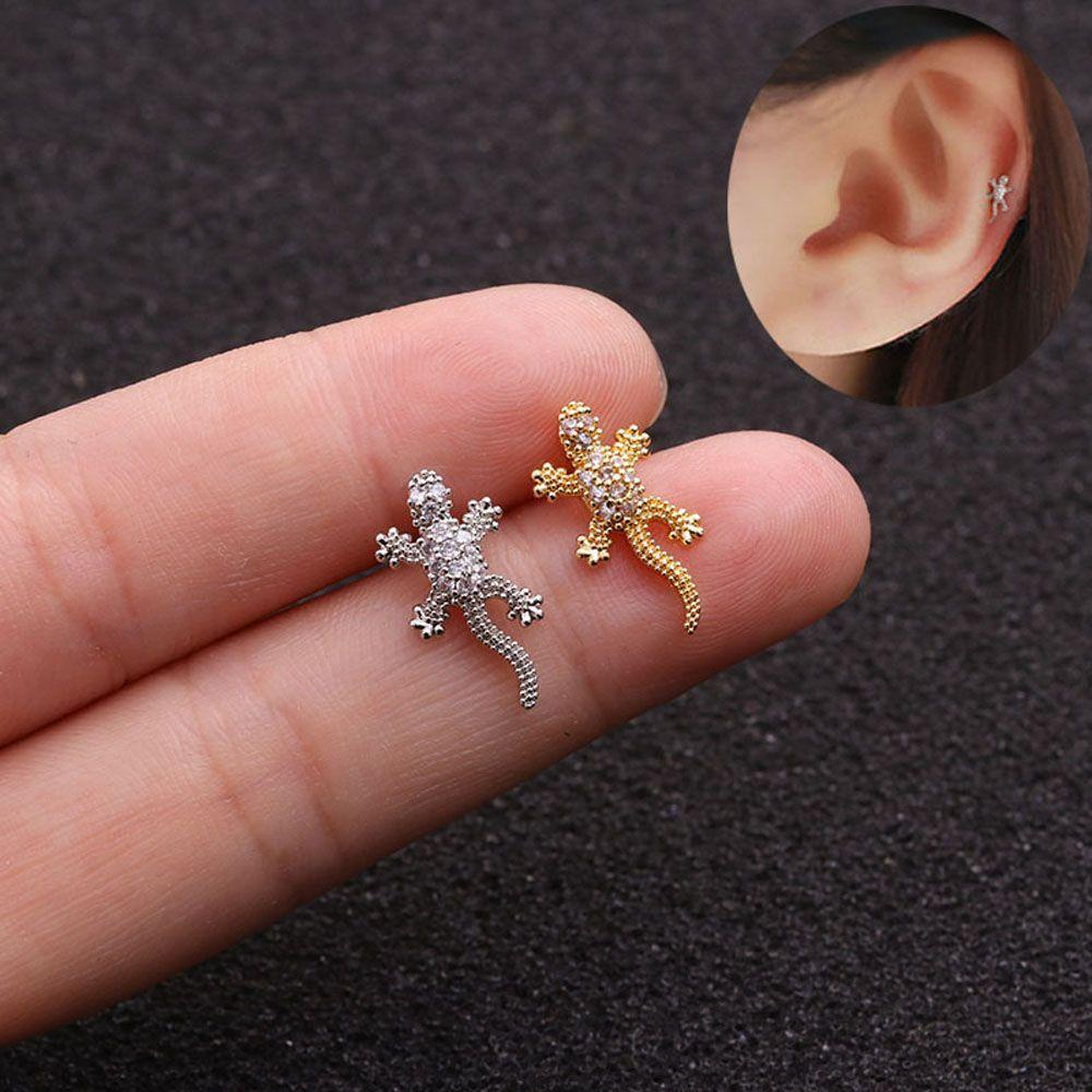 1 Khuyên Xỏ Sụn Tai Bằng Thép Không Gỉ Hình Thằn Lằn