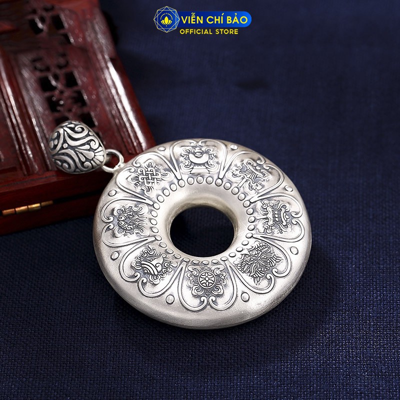 Mặt dây chuyền bạc nam Bát bảo cát tường Bát nhã tâm kinh chất liệu bạc Thái 925 thương hiệu Viễn Chí Bảo M100132