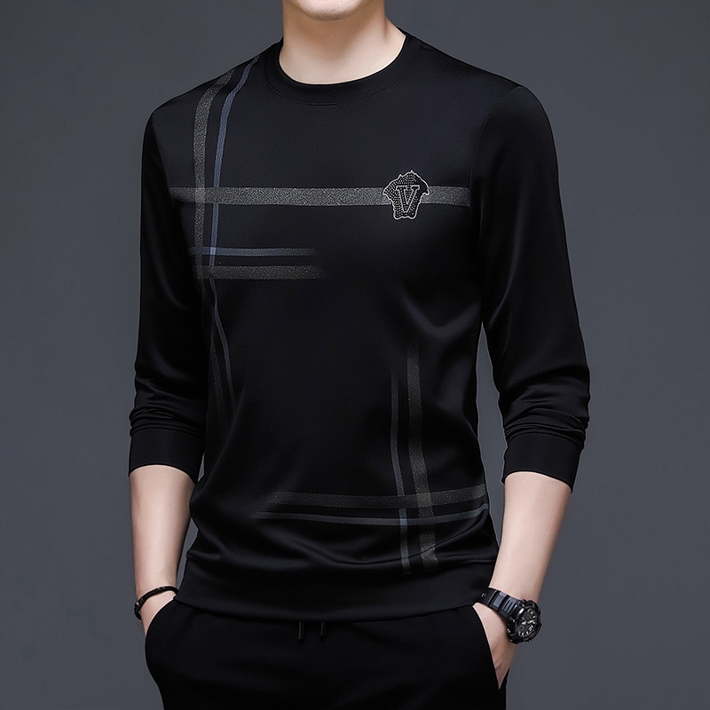 Áo Thun Tay Dài Cổ Tròn Dáng Rộng In Chữ Phong Cách Doanh Nhân Thời Trang Cho Nam