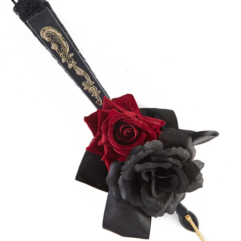 Quạt Xếp Cầm Tay Họa Tiết Hoa Hồng Phong Cách Retro Nhật Bản