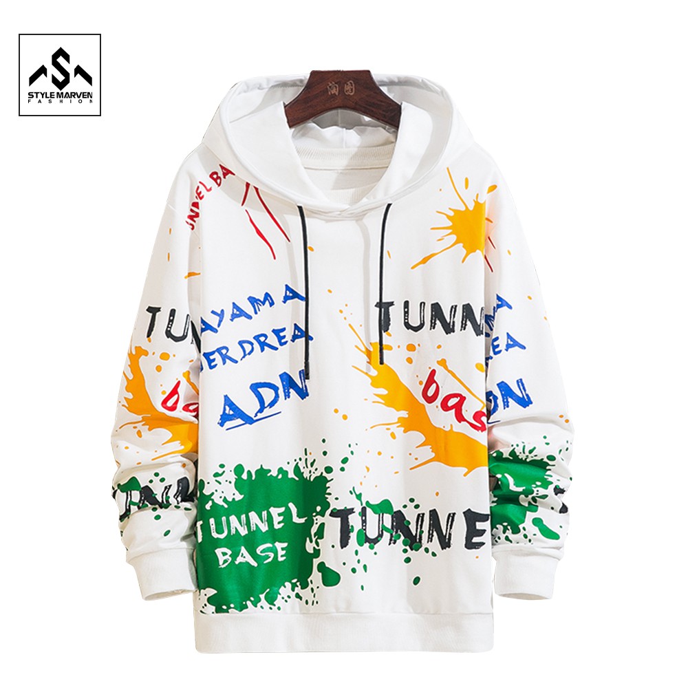Bộ nỉ thể thao nam nữ STYLE MARVEN áo hoodie vẩy sơn cá tính phối quần jogger - SET GHEP TOP 174 + JOGGER 75