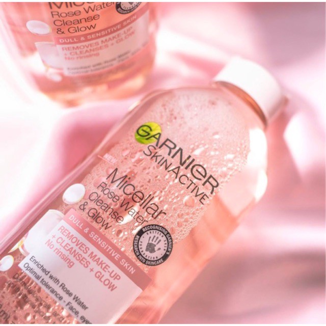 [TOP 1 SHOPEE] Nước tẩy trang Garnier Micellar Rose Water Cleanse &amp; Glow Dull &amp; Sensitive Skin 400ml (Bill Anh)