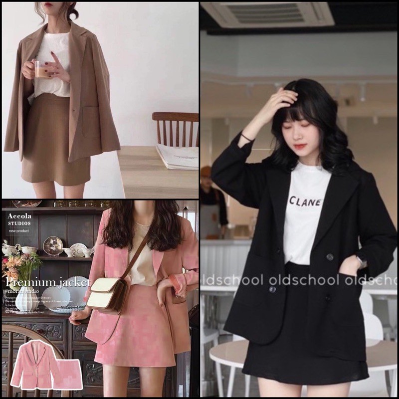 (CÓ SẴN - CÓ SIZE - MAY THEO SỐ ĐO) SET 2 MÓN ÁO BLAZER TRƠN VÀ CHÂN VÁY CHỮ A (CÓ ẢNH THẬT)