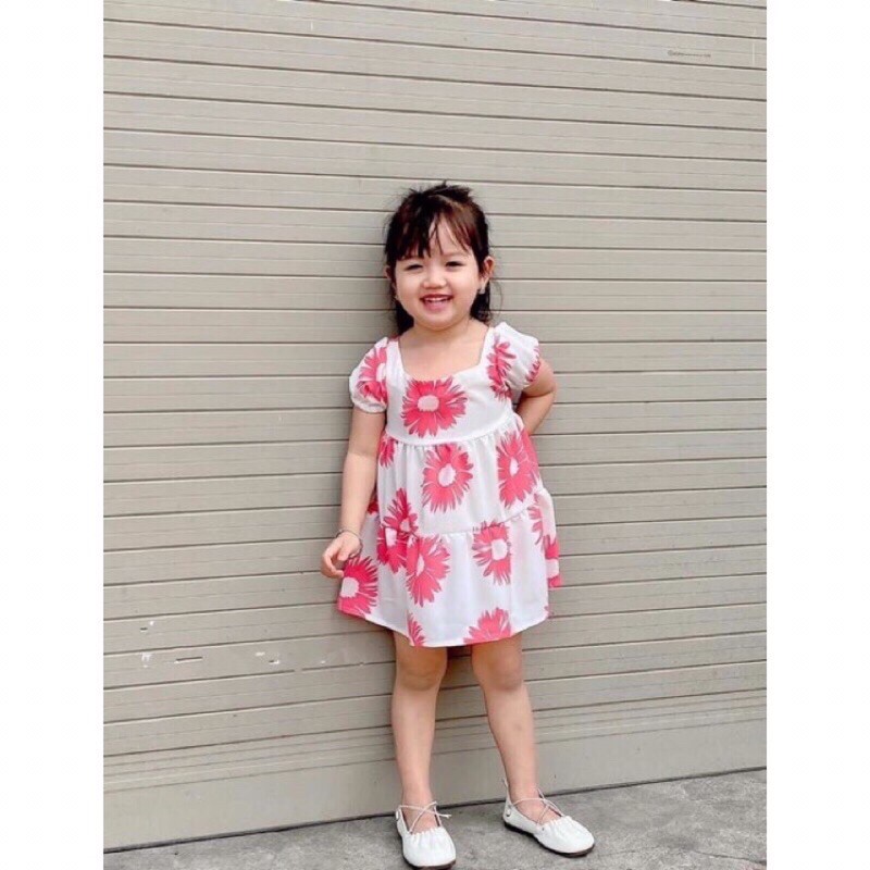 Váy babydoll bé gái hoa hướng dương