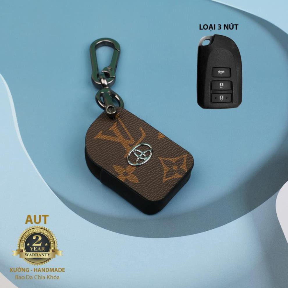 Bao da chìa khóa Smartkey Toyota 3 nút (Toyota Vios, Toyota Wigo,Toyota Yaris) da Canvas L V xẻ túi