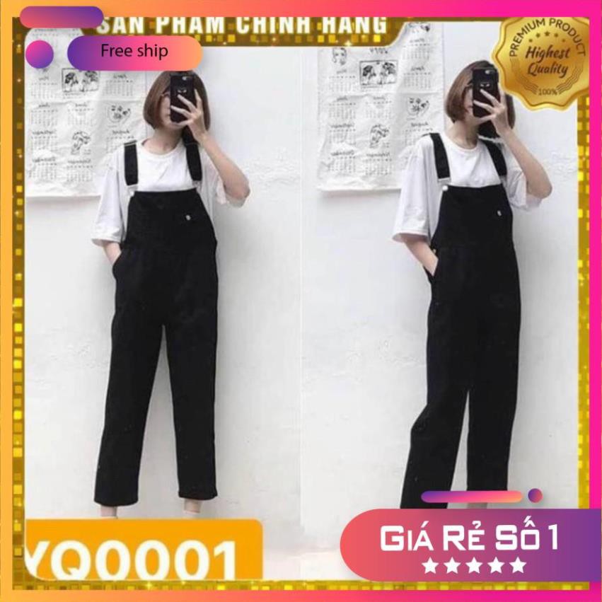 ( SLN ) [SALE OFF] Set bộ giảm giá Quần Yếm cute+Áo tay lỡ trơn Basic ( SLN ) HQHQ20