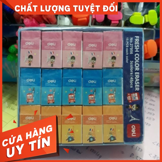 Hộp 45 gôm tẩy màu hình tháp đeli