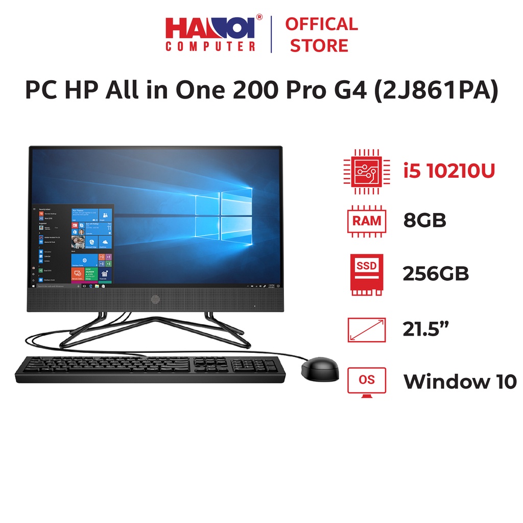 PC HP All in One 200 Pro G4 (i5-10210U/8GB RAM/256GB SSD/DVDRW/21.5 inch FHD/ WL+BT/K+M/Win 10) (2J861PA)