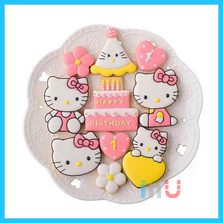HCM - Bộ 8 khuôn cutter hoạt hình làm bánh quy cookies Kitty, Unicorn, Khủng long, Xe cộ, Cá BCT