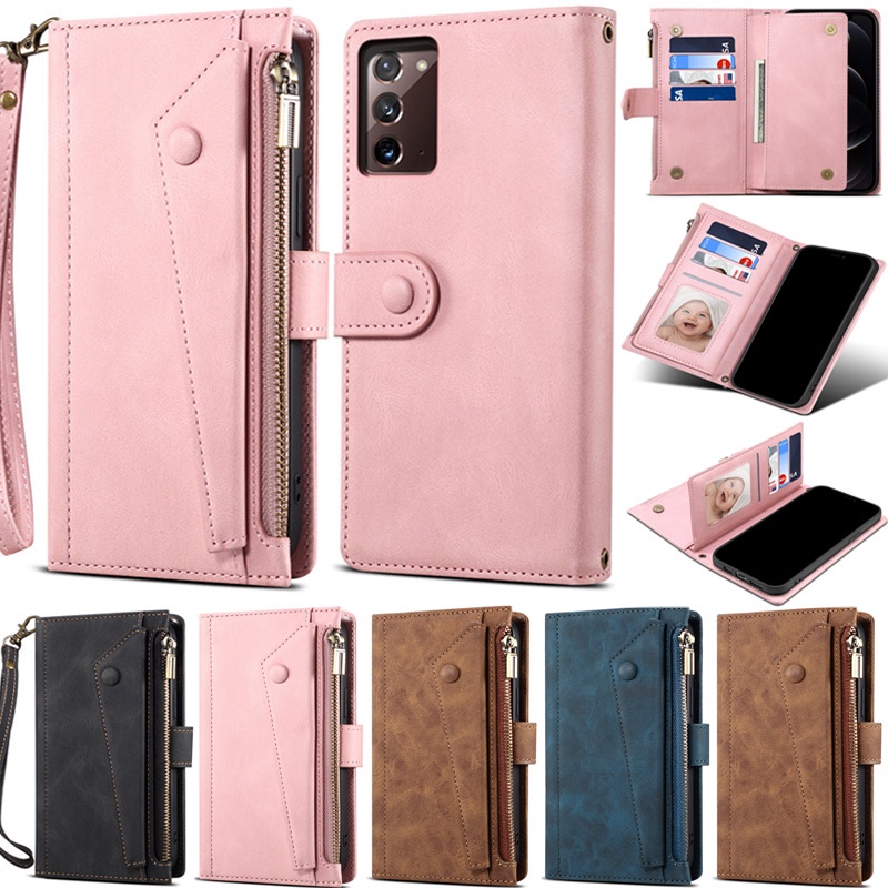 Bao Da Điện Thoại Pu Mềm Thiết Kế Khóa Kéo Từ Tính Cho Samsung Galaxy S21 Plus S20 Plus Note 20 Ultra S20 Fe S21 Fe Ốp