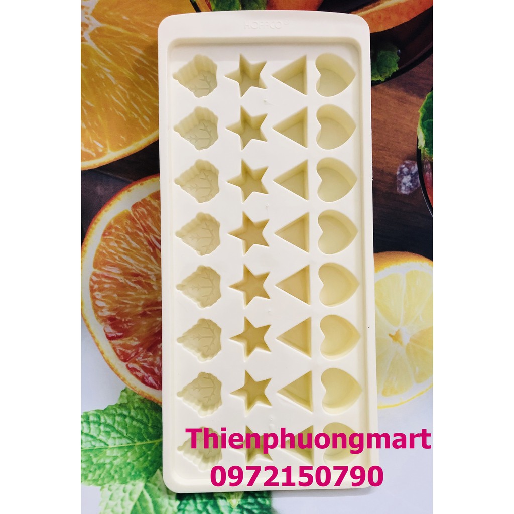 Vĩ làm đá bằng nhựa cao cấp HOFACO - Khuôn đá trái tim, ngôi sao, chiếc lá HPL87