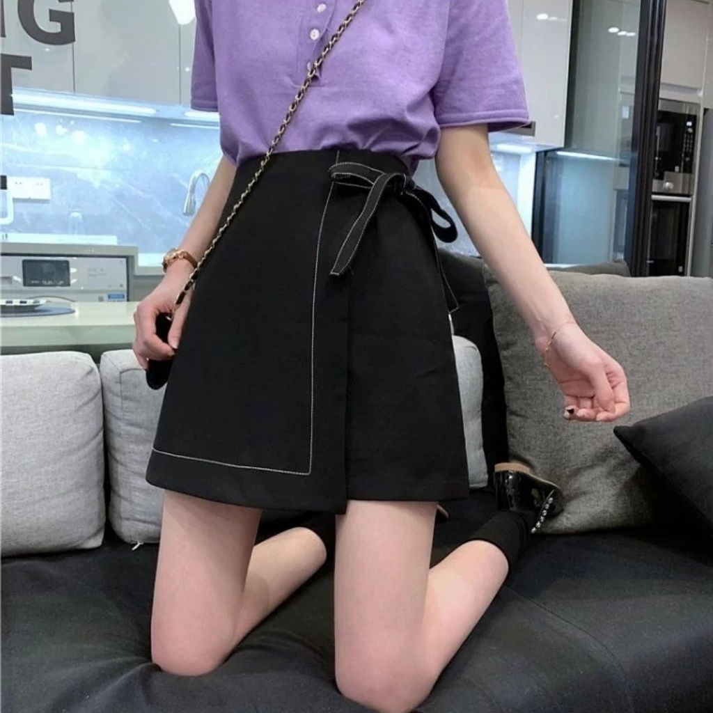 Chân Váy Chữ A Chéo Tà Chỉ Nổi Lạ Mắt Váy Đen Thanh Lịch Kiểu Dáng Basic Dễ Phối Có Kèm Quần Trong | BigBuy360 - bigbuy360.vn