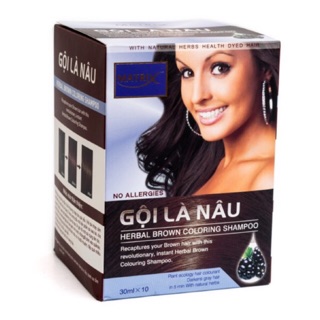 Gói gội nâu Hàn Quốc phủ màu nhanh chóng không hại da đầu, không tác dụng phụ , không làm hư tổn tóc giúp tóc mượt mà.