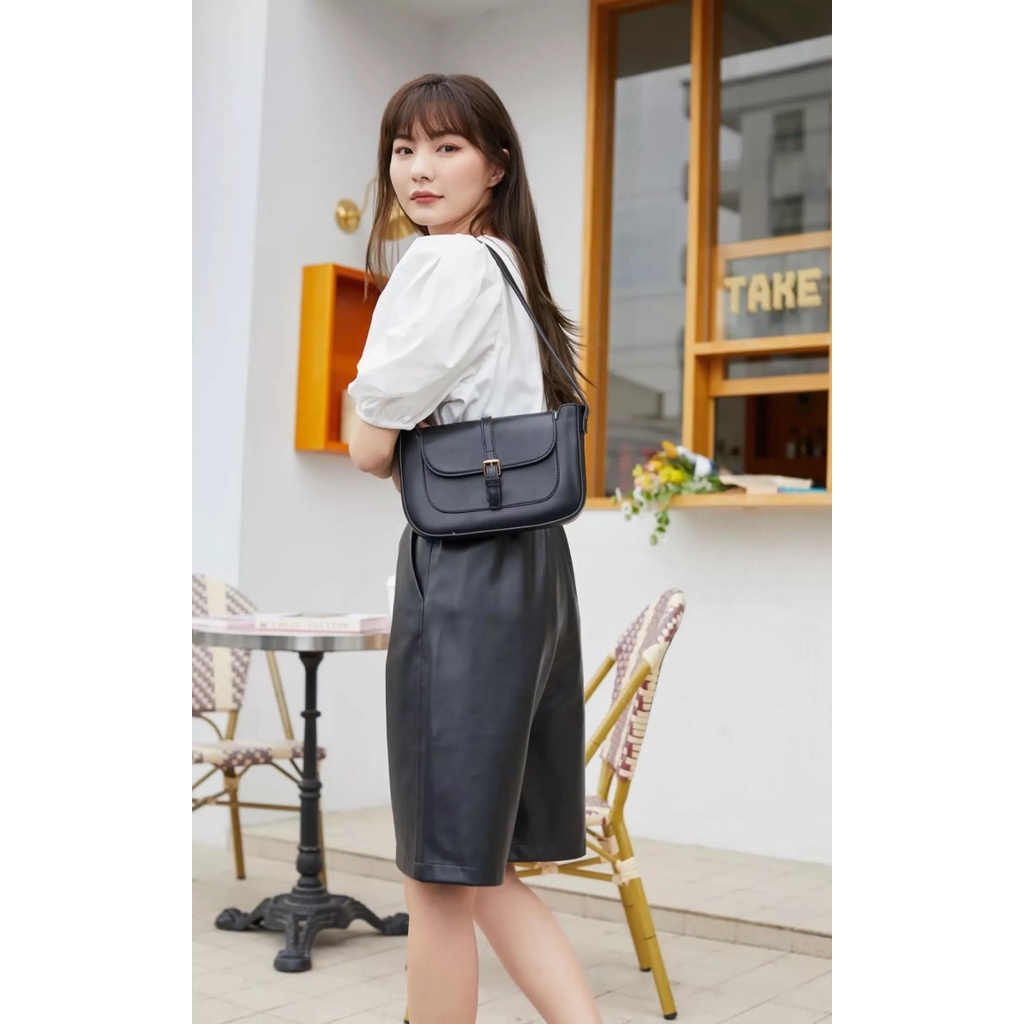 Vero Moda Quần Bermuda chất Da Cạp Cao Cho Nữ 321115030