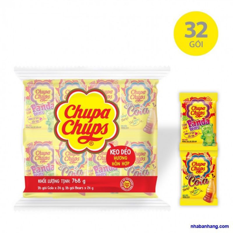 Dây 32 gói Kẹo dẻo Chupa Chups cầu vồng / gấu / Cola