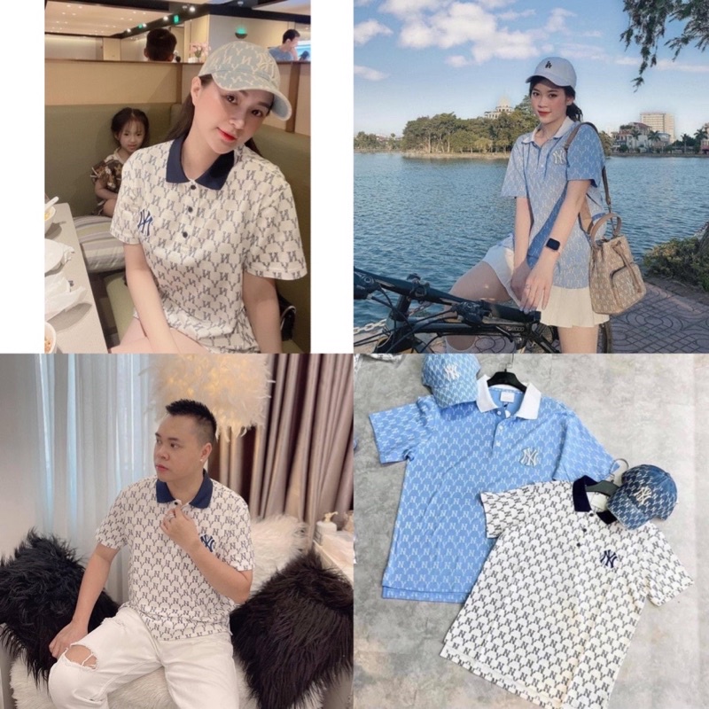 (ảnh thật form nam- nữ) Áo polo hàng đẹp không tì vết 2 màu xanh - trắng