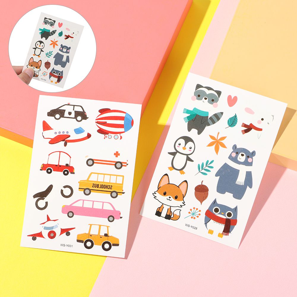 (Hàng Mới Về) Miếng Dán Xăm Tạm Thời Hình Hoạt Hình Dễ Thương Màu Dạ Quang Chống Thấm Nước Cho Trẻ Em
