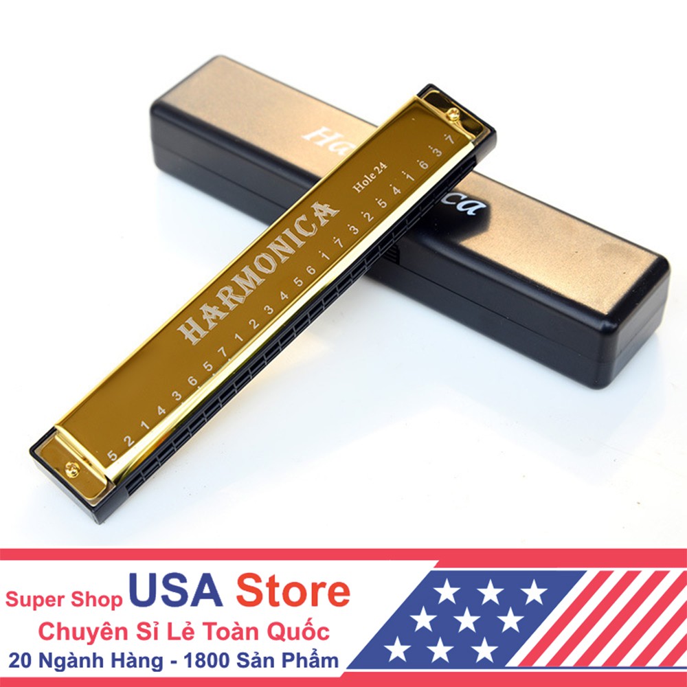 Kèn Harmonica Tremolo Study 24 Key X9 Phiên Bản Cao Cấp 2021 - 24 LỖ - Tặng Hộp Nhựa Màu Đen